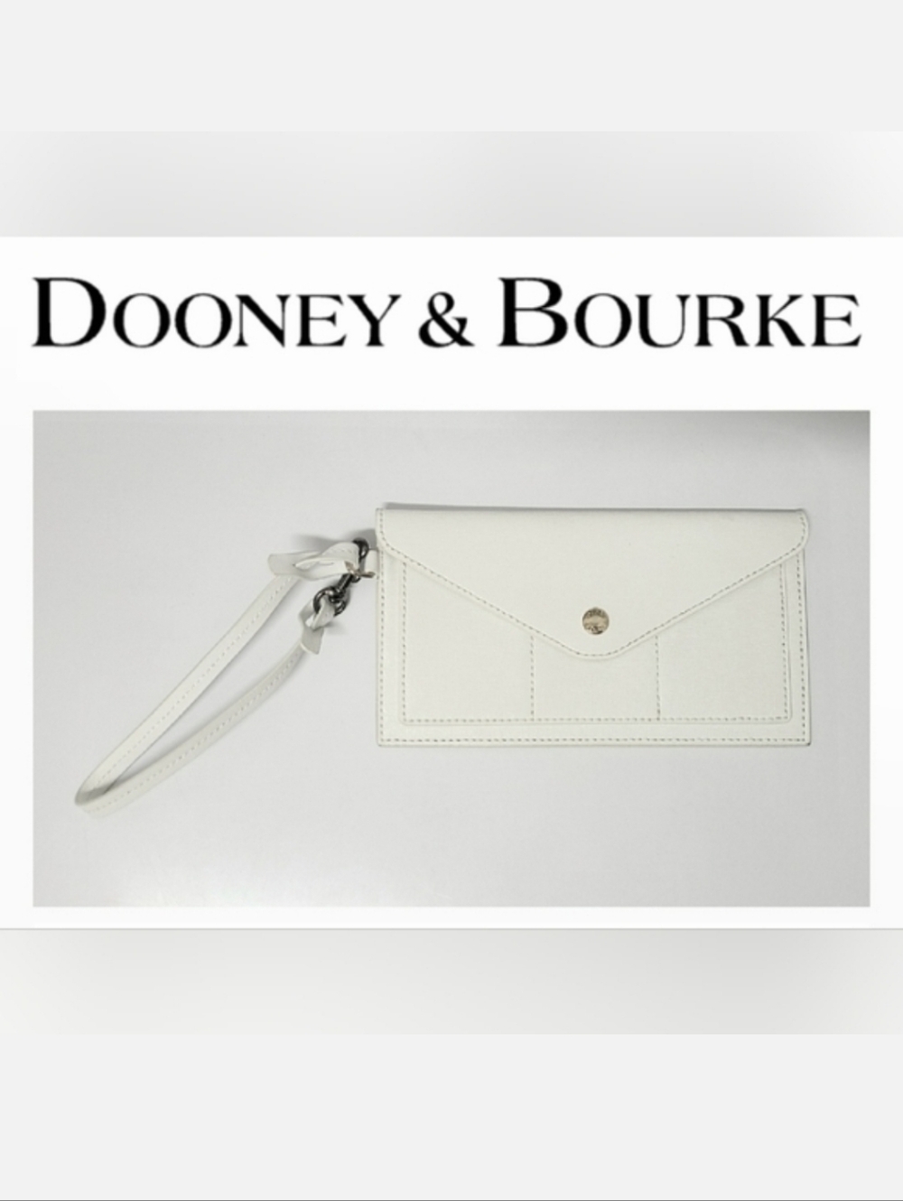 Dooney & Bourke Ashby Off White Saffiano Leather Envelope Pouch Wristlet